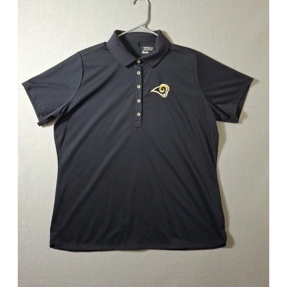 Nike Golf Polo Womens XXL Logo Rams Swoosh Dark Blue Dri Fit Tour Performance